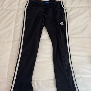 Adidas Black Joggers with White Stripes